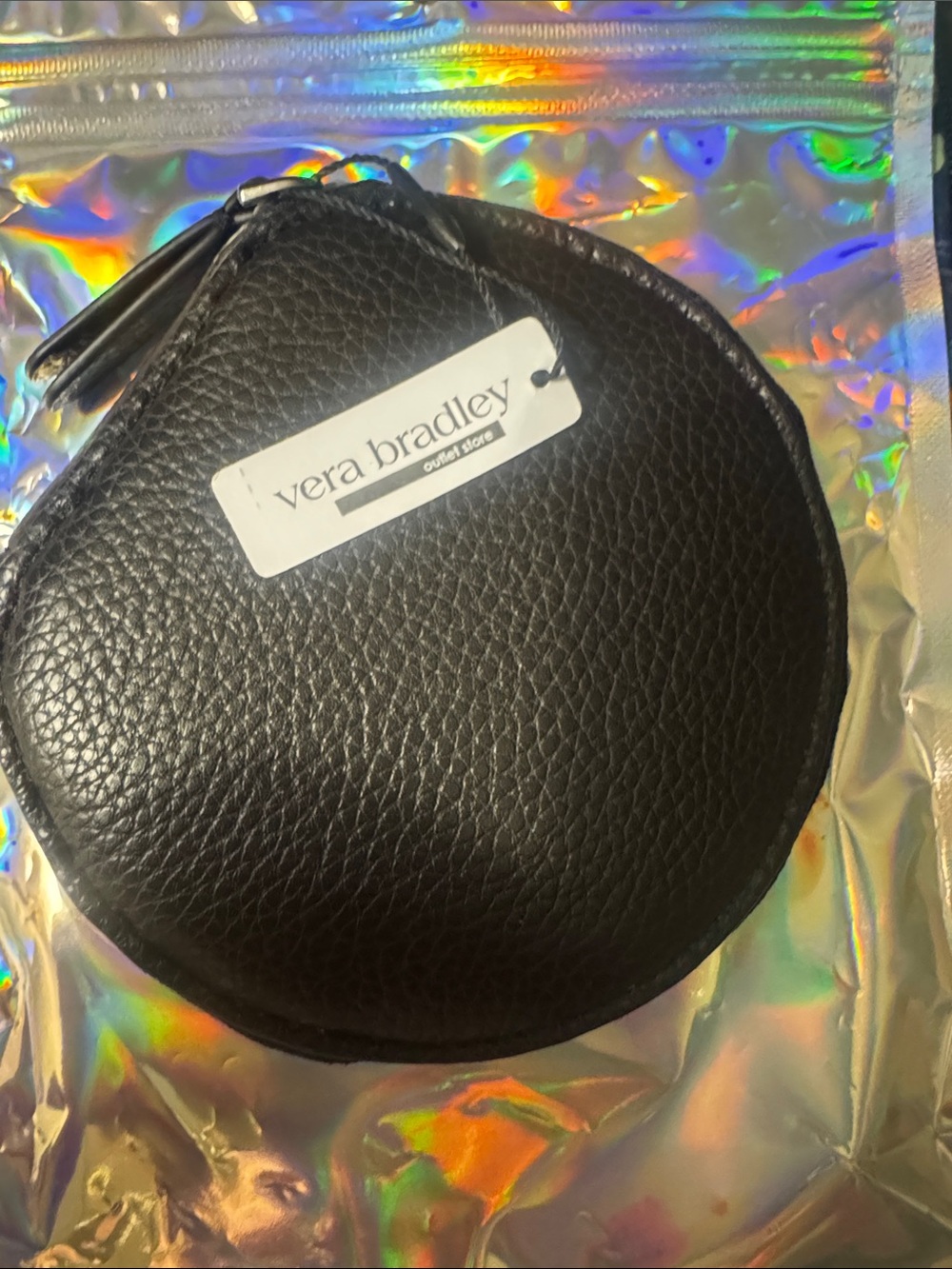 Vera Bradley Black Round Mini Coin Pouch